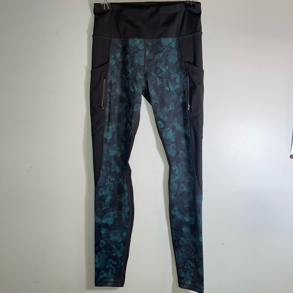 Athleta leggings small long green and black
